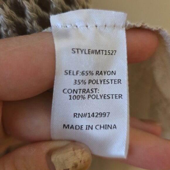 Womens Beige Mesh Panel Top Lagenlook Short Sleeve Sheer Boho Summer Sz XL - Picture 6 of 6